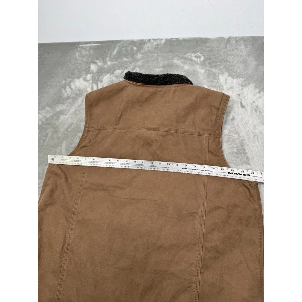 Dri Duck Vest Mens Large Brown Canvas Sherpa Quilted Full Zip Workwear Utility